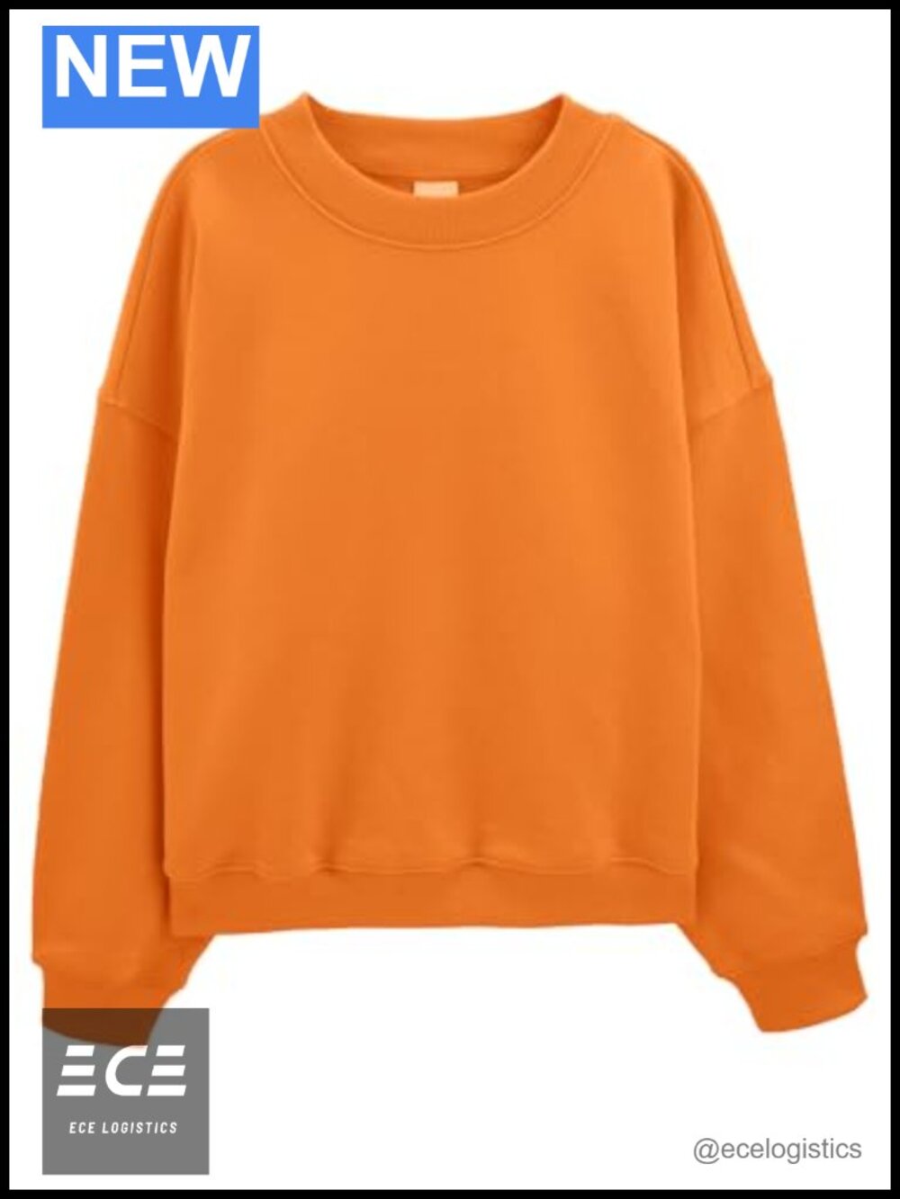 100% Cotton Oversized Sweatshirt Crewneck Pullover Boxy Fit Hip Length Womens